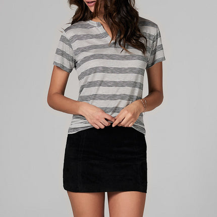 WOMEN'S CROSS V-NECK TEE - RETRO STRIPE
