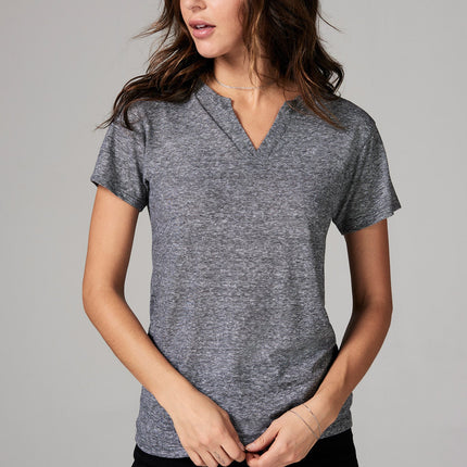 WOMEN'S CROSS V-NECK TEE - MINI STRIPE