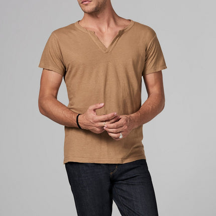 Men's Linen Blend Cross V-Neck Tee