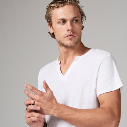 Men's Linen Blend Cross V-Neck Tee