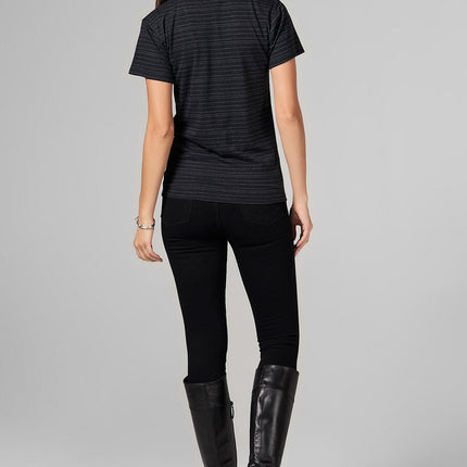 WOMEN'S CROSS V-NECK TEE - WAVY STRIPE