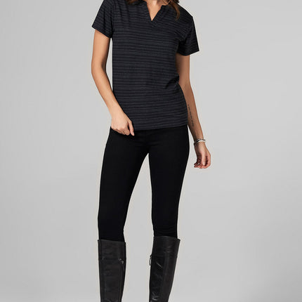 WOMEN'S CROSS V-NECK TEE - WAVY STRIPE