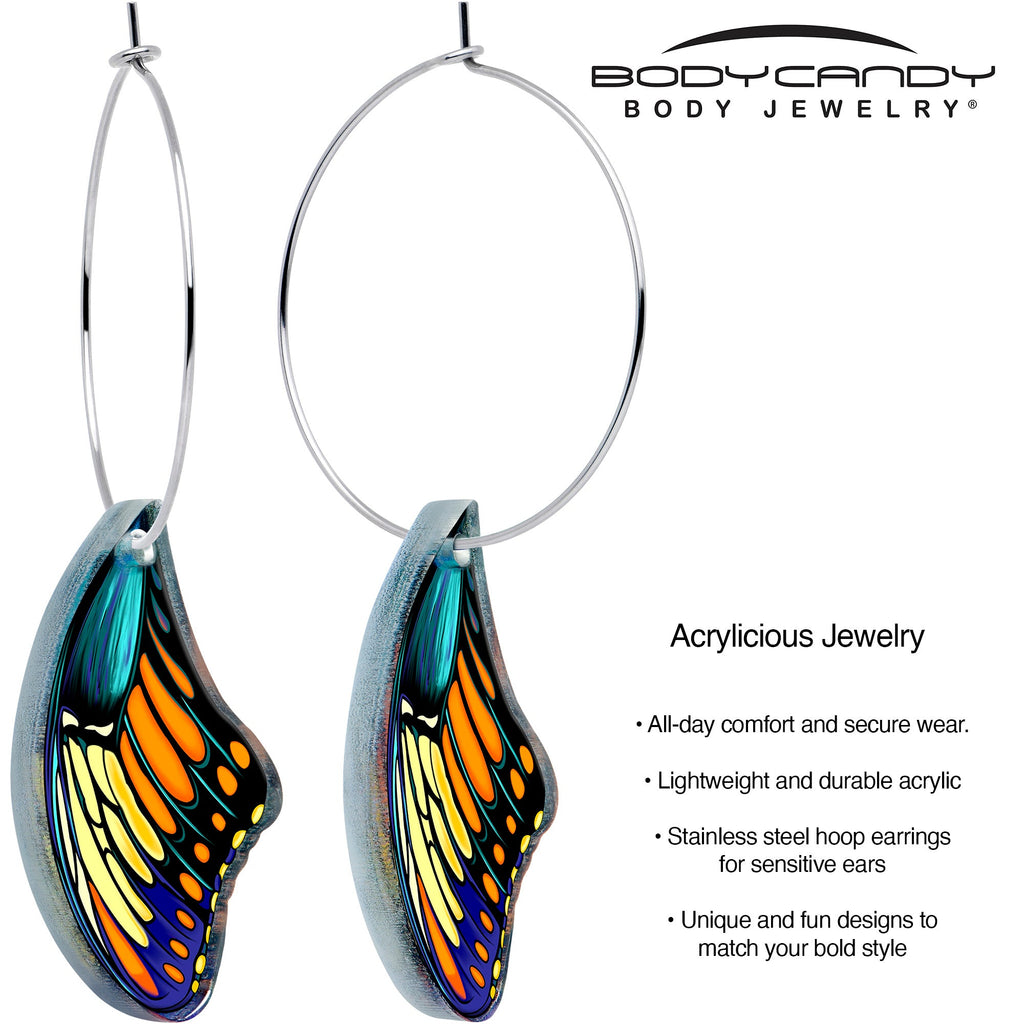 Butterfly Wing Hoop Earrings by Onyx O
