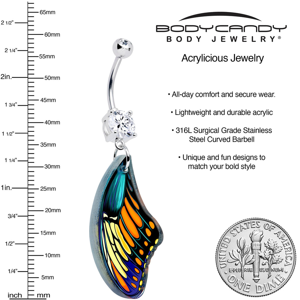 Double Gem Butterfly Wing Dangle Belly Ring by Onyx O