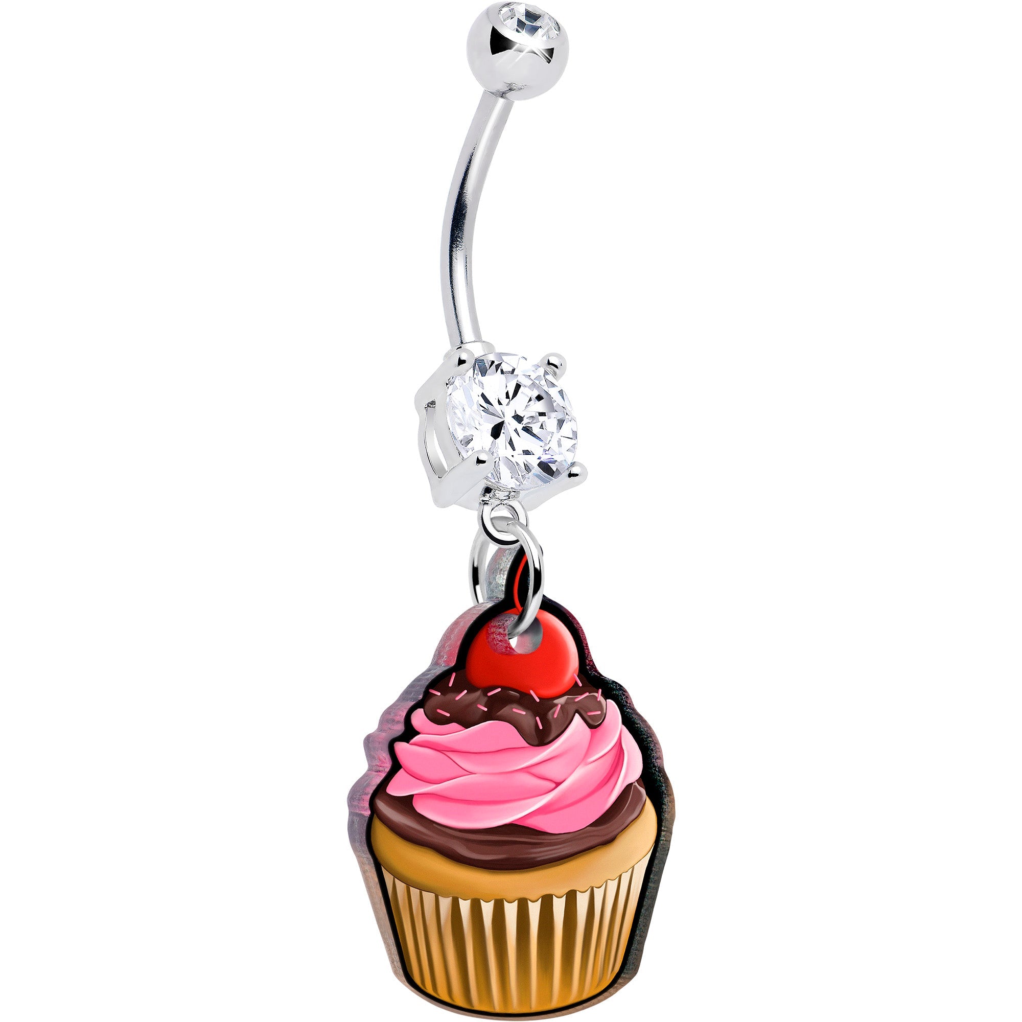 Double Gem Valentine Cupcake Dangle Belly Ring by Onyx O