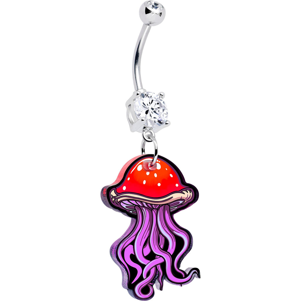 Double Gem Mushroom Jellyfish Dangle Belly Ring by Onyx O