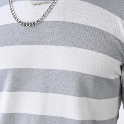 Casual Men's Knitwear with Dual-Tone Stripe Detail