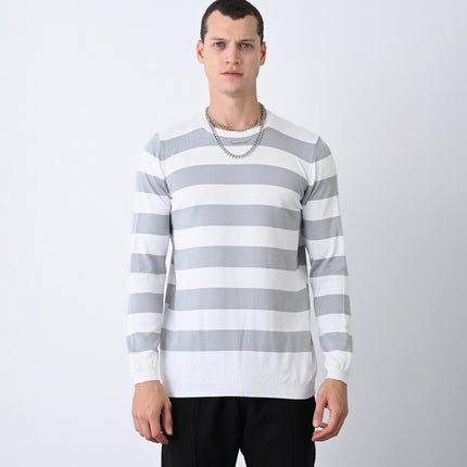 Casual Men's Knitwear with Dual-Tone Stripe Detail