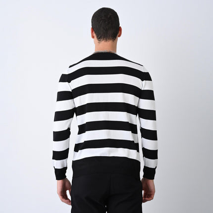 Casual Men's Knitwear with Dual-Tone Stripe Detail