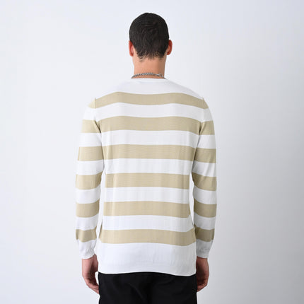 Casual Men's Knitwear with Dual-Tone Stripe Detail