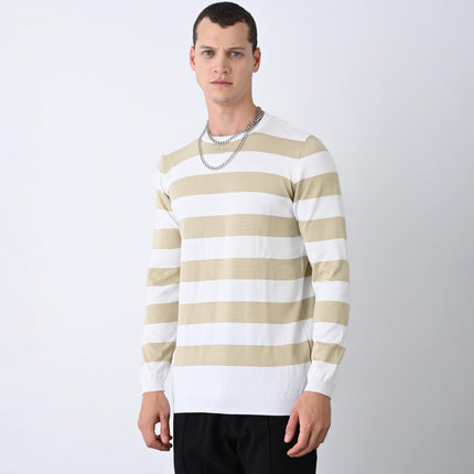 Casual Men's Knitwear with Dual-Tone Stripe Detail