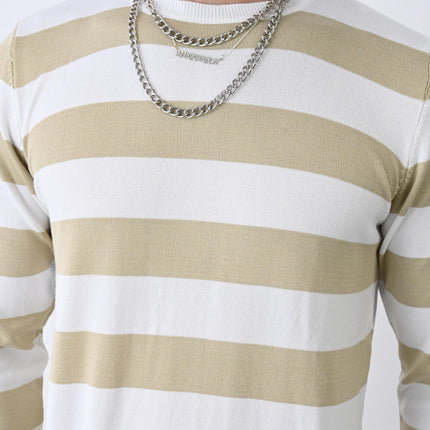Casual Men's Knitwear with Dual-Tone Stripe Detail