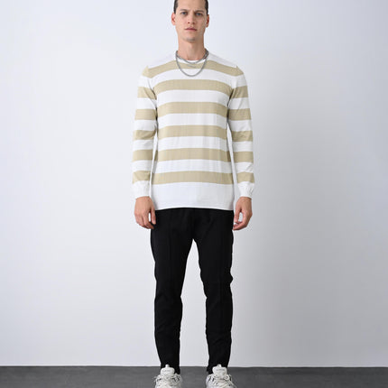 Casual Men's Knitwear with Dual-Tone Stripe Detail