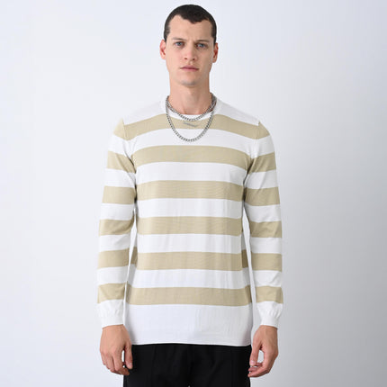 Casual Men's Knitwear with Dual-Tone Stripe Detail