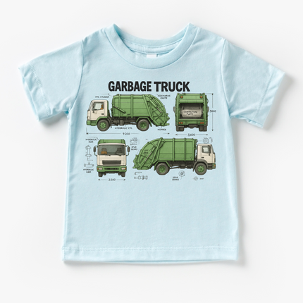 Garbage Truck Blueprints Shirt - Fun Garbage Truck Tee