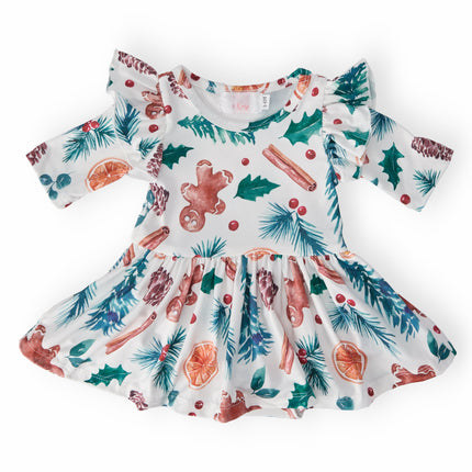 Classic Christmas Twirl Flutter Bodysuit