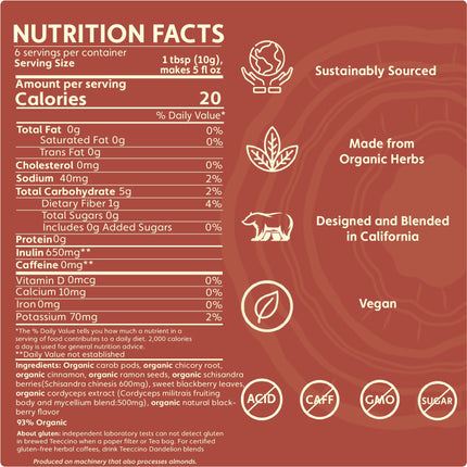 Cordyceps Schisandra Cinnamon Berry Mushroom Herbal Coffee