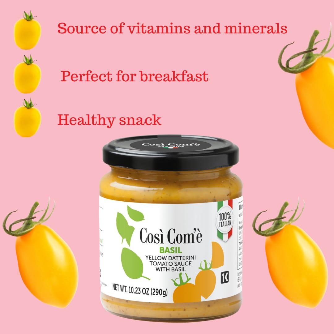 Così Com’è, Yellow Tomato Pasta Sauce with Basil – 10.23 oz (290 g)