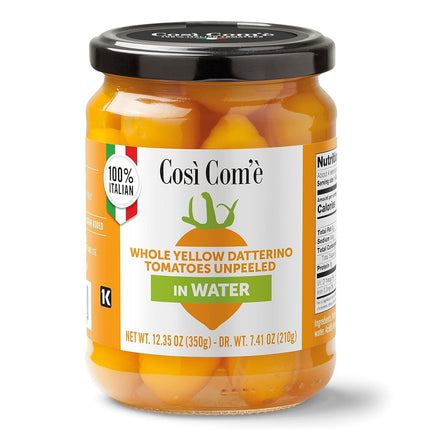 Così Comè, Whole Yellow Datterino Tomatoes unpeeled in water (12.354 oz) 350g