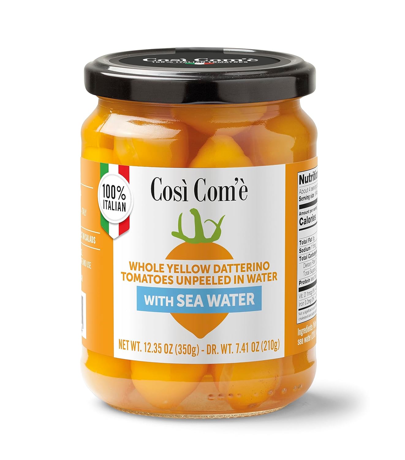 Così Comè, Whole Yellow Datterini Tomatoes in Sea Water, (12.354 oz) 350g