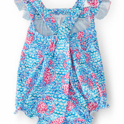 Crab Walk Ruffle Cross Back Romper