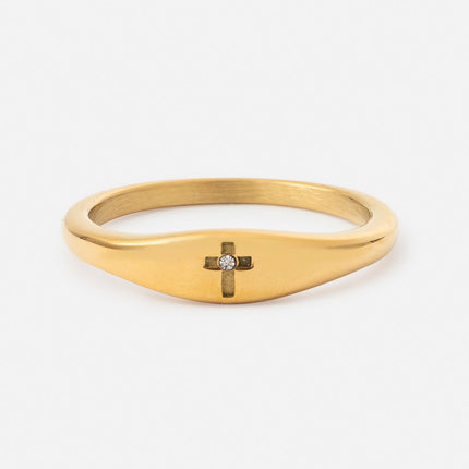 Cross Gemstone Ring
