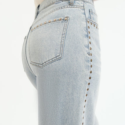 Studded High-Rise Wide Leg Jeans
