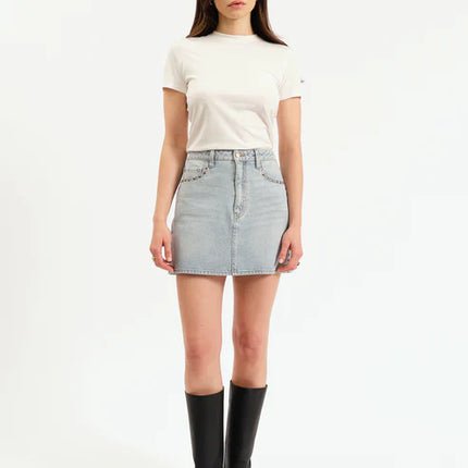 Studded Denim Skirt