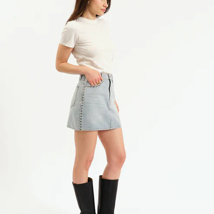 Studded Denim Skirt