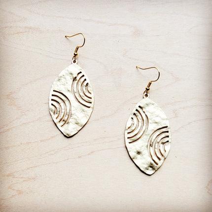 **Matte Gold Oval Filigree Drop Earrings 225L