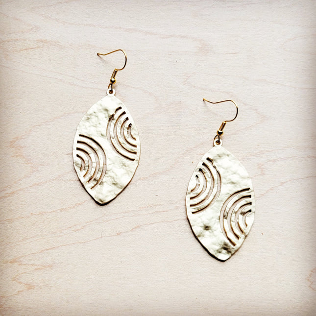 **Matte Gold Oval Filigree Drop Earrings 225L