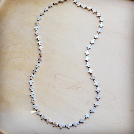 **Long Mother-of-Pearl Cross Necklace 259p
