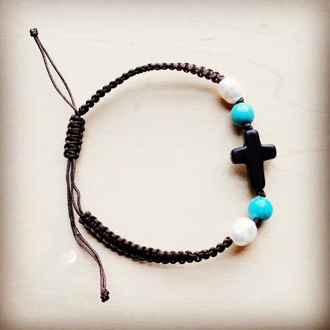 **Adjustable Woven Turquoise Braided Bracelet 806v