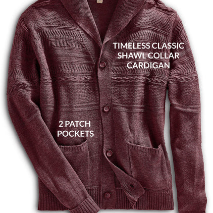 Men's Jacquard Knit Shawl Collar Cardigan Sweater