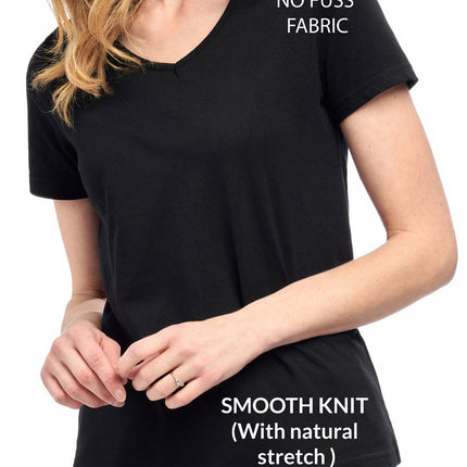 Women's Perfect Short-Sleeve V-Neck Tee Shirt - Cotton blend and Wrinkle Resistant
