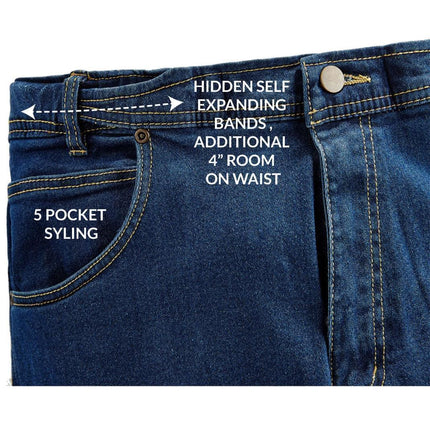 Mens Flex Waist Hidden Stretch Denim Jean
