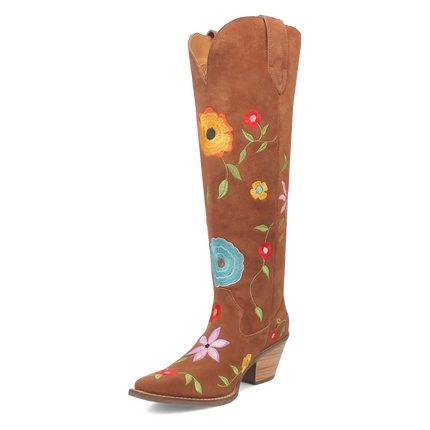 Dingo Flower Power - Women's Suede Leather Cowgirl Boots