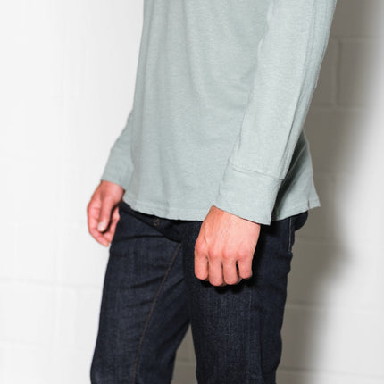 Men's Linen Blend Wide Cuff Long Sleeve Tee