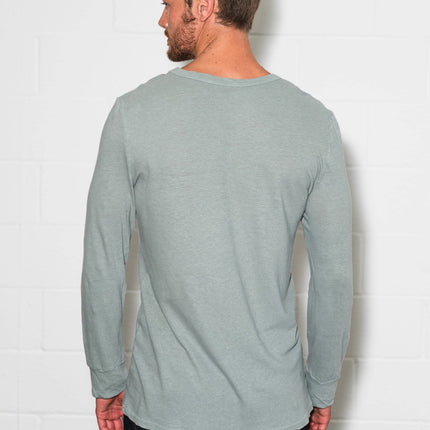 Men's Linen Blend Wide Cuff Long Sleeve Tee
