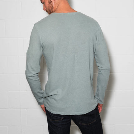 Men's Linen Blend Crew Neck Long Sleeve