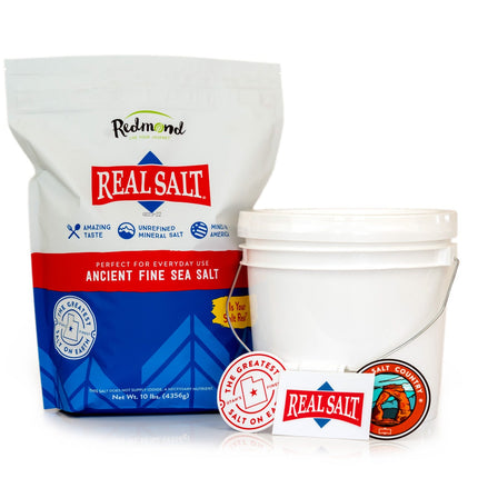 Real Salt® Fine Bulk Bag-Bucket Bundle (10 lb. Bag + Empty 1 Gallon Bucket)