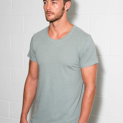 Men's Linen Blend Wide Neck Band Tee