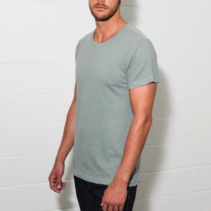 Men's Linen Blend Wide Neck Band Tee