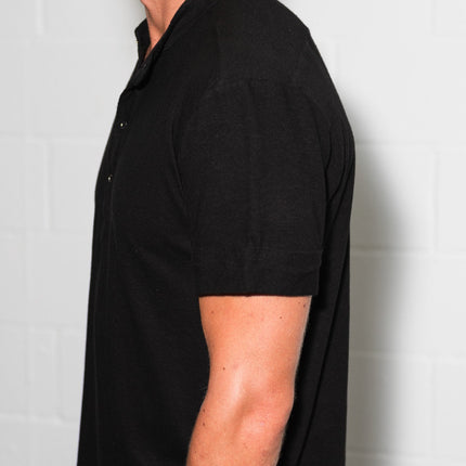 Men's Cotton Linen Snap-Up Mock Neck Tee