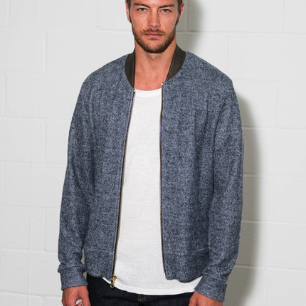 Men's Soft Knit Melange Bomber Jacket