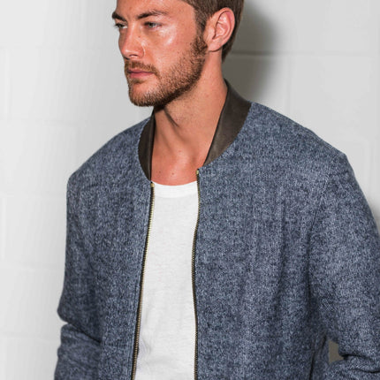 Men's Soft Knit Melange Bomber Jacket