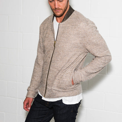 Men's Soft Knit Melange Bomber Jacket