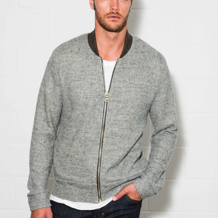 Men's Soft Knit Melange Bomber Jacket