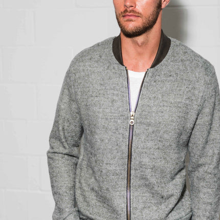 Men's Soft Knit Melange Bomber Jacket