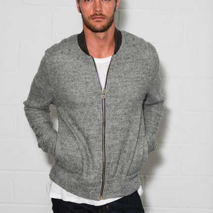 Men's Soft Knit Melange Bomber Jacket